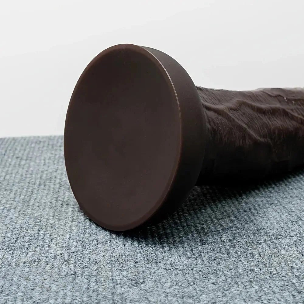 Ebony realistic silicone dildo with suction cup base, photo 10