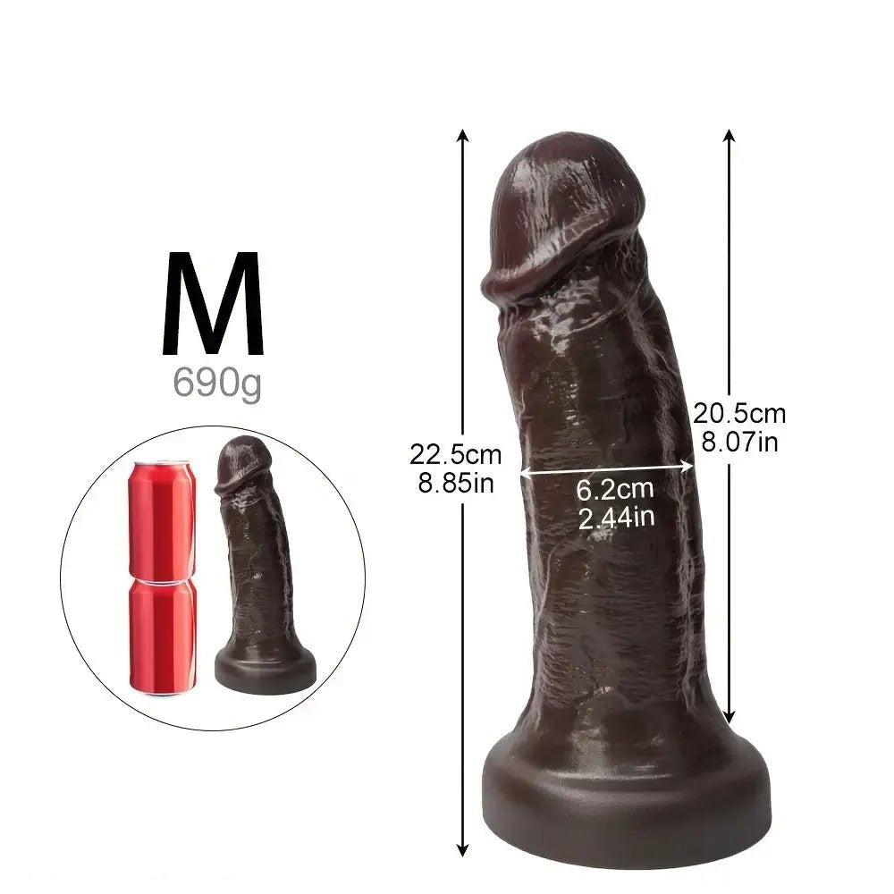 Ebony realistic silicone dildo with suction cup base, photo 11