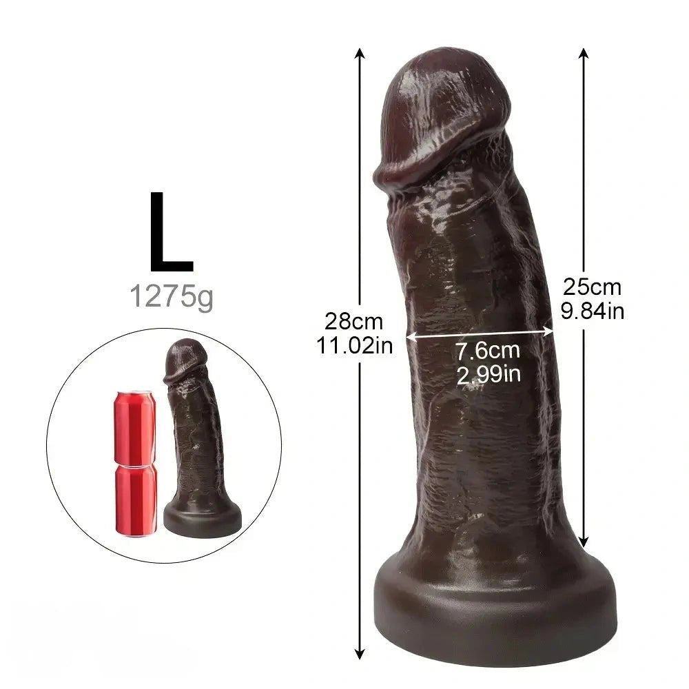Ebony realistic silicone dildo with suction cup base, photo 12