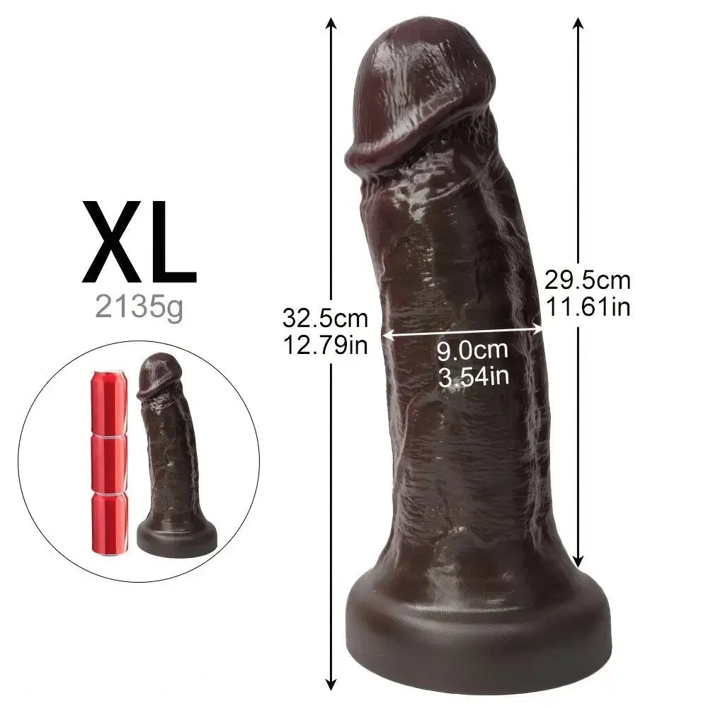 Ebony realistic silicone dildo with suction cup base, photo 13
