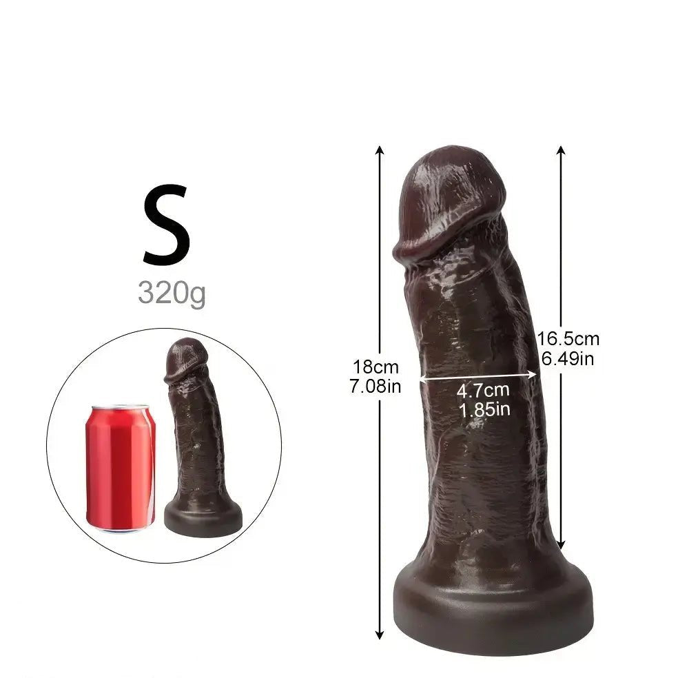 Ebony realistic silicone dildo with suction cup base, photo 14
