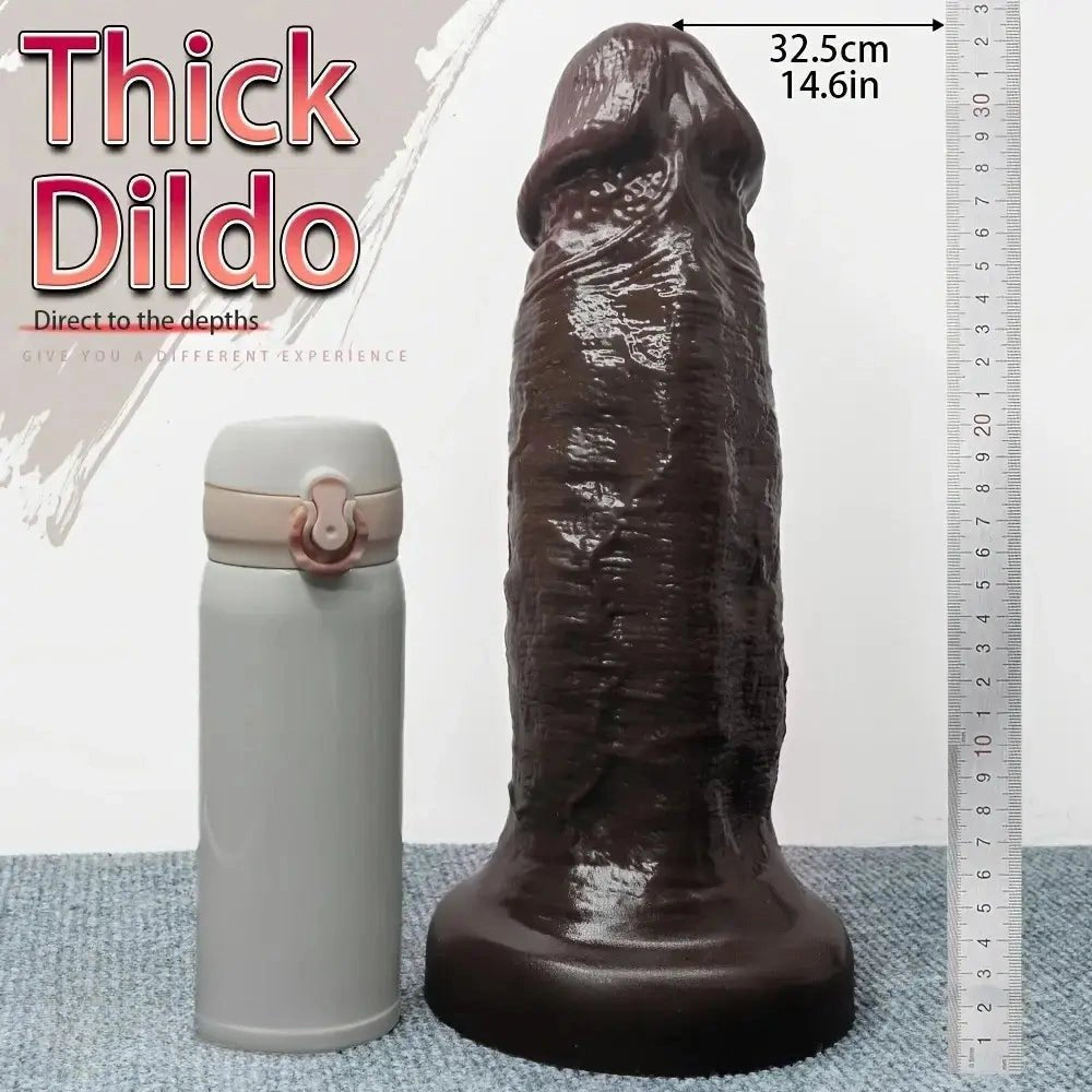 Ebony realistic silicone dildo with suction cup base, photo 7