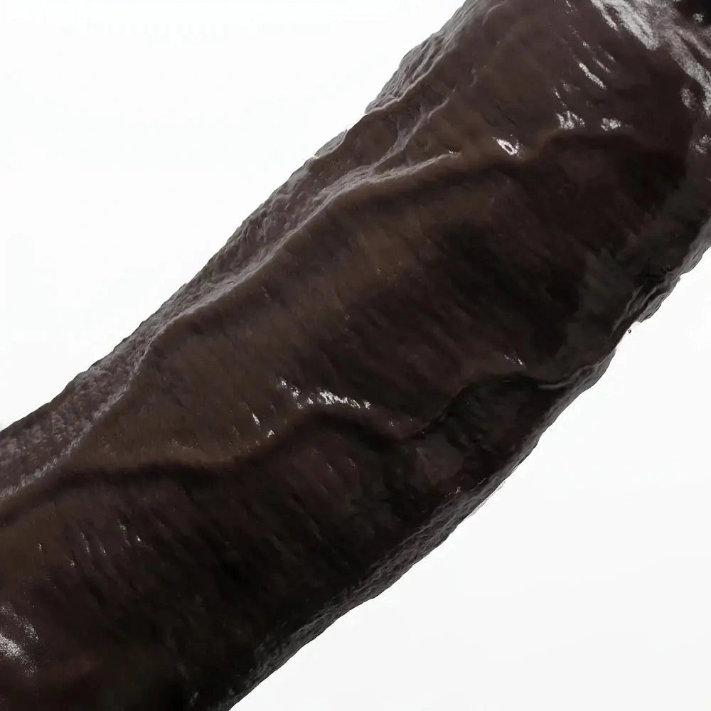 Ebony realistic silicone dildo with suction cup base, photo 9