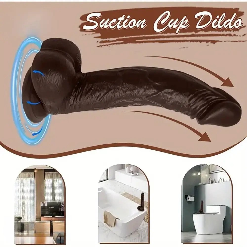 Ebony suction cup realistic dildo, photo 3