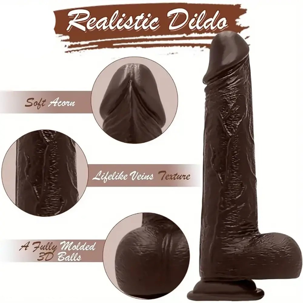 Ebony suction cup realistic dildo, photo 6