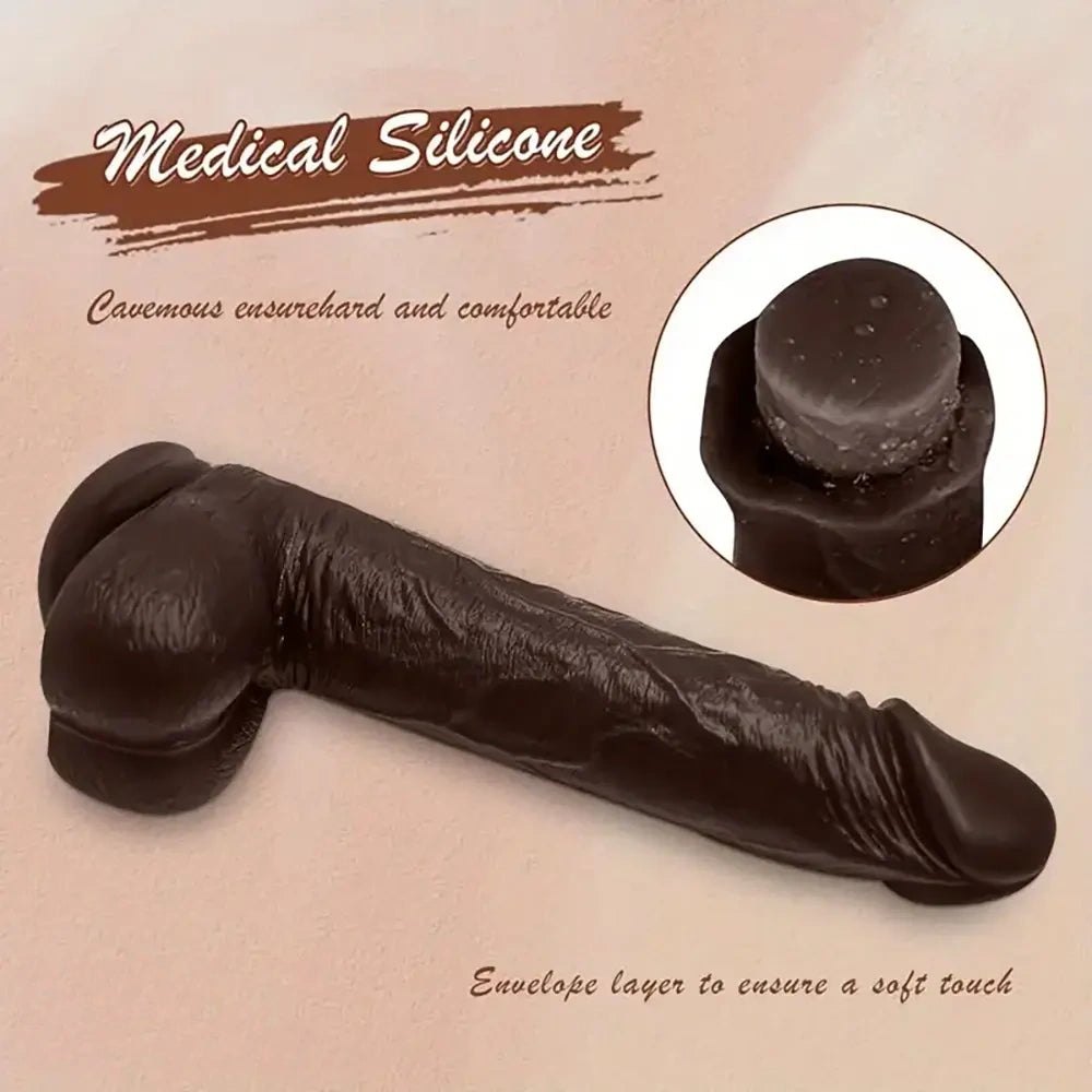Ebony suction cup realistic dildo, photo 8
