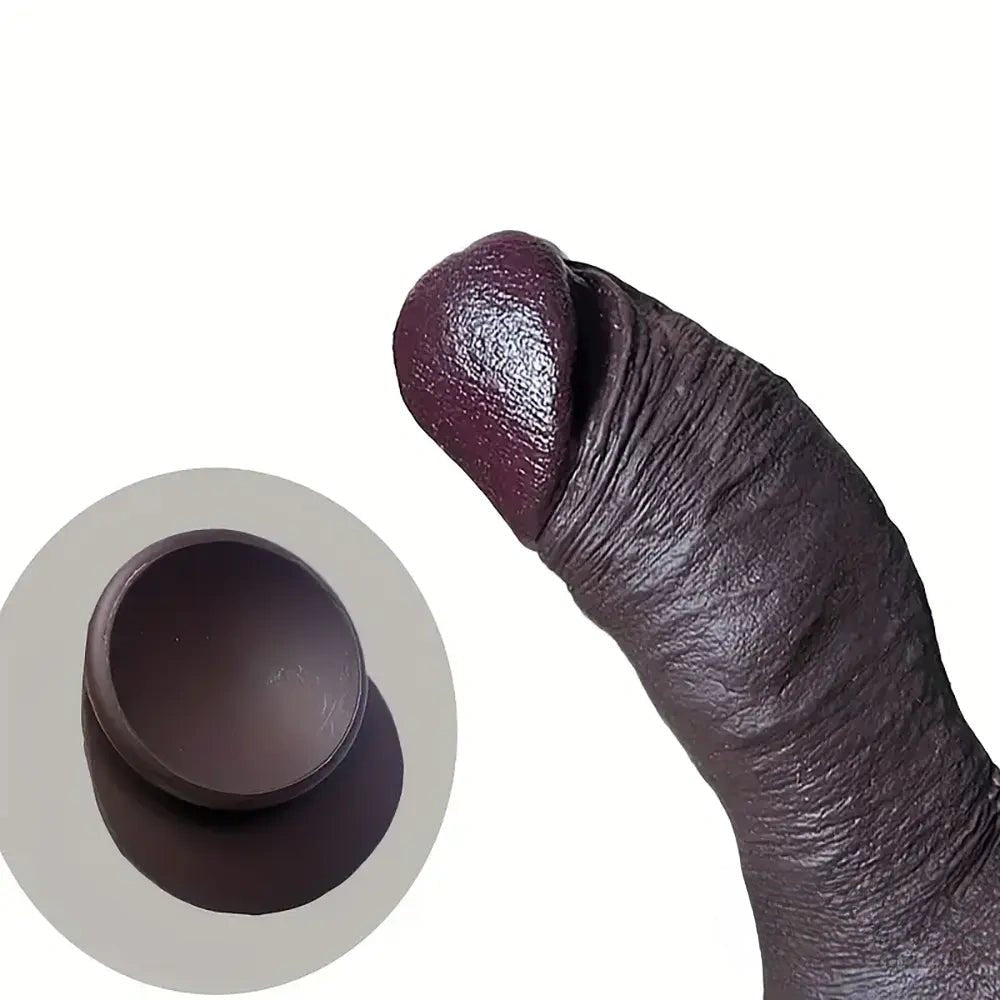 Ebony suction cup silicone dildo, photo 4