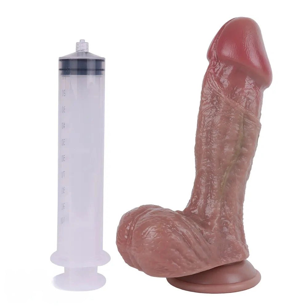 Flesh tone ejaculating dildo with pump kit, photo 10