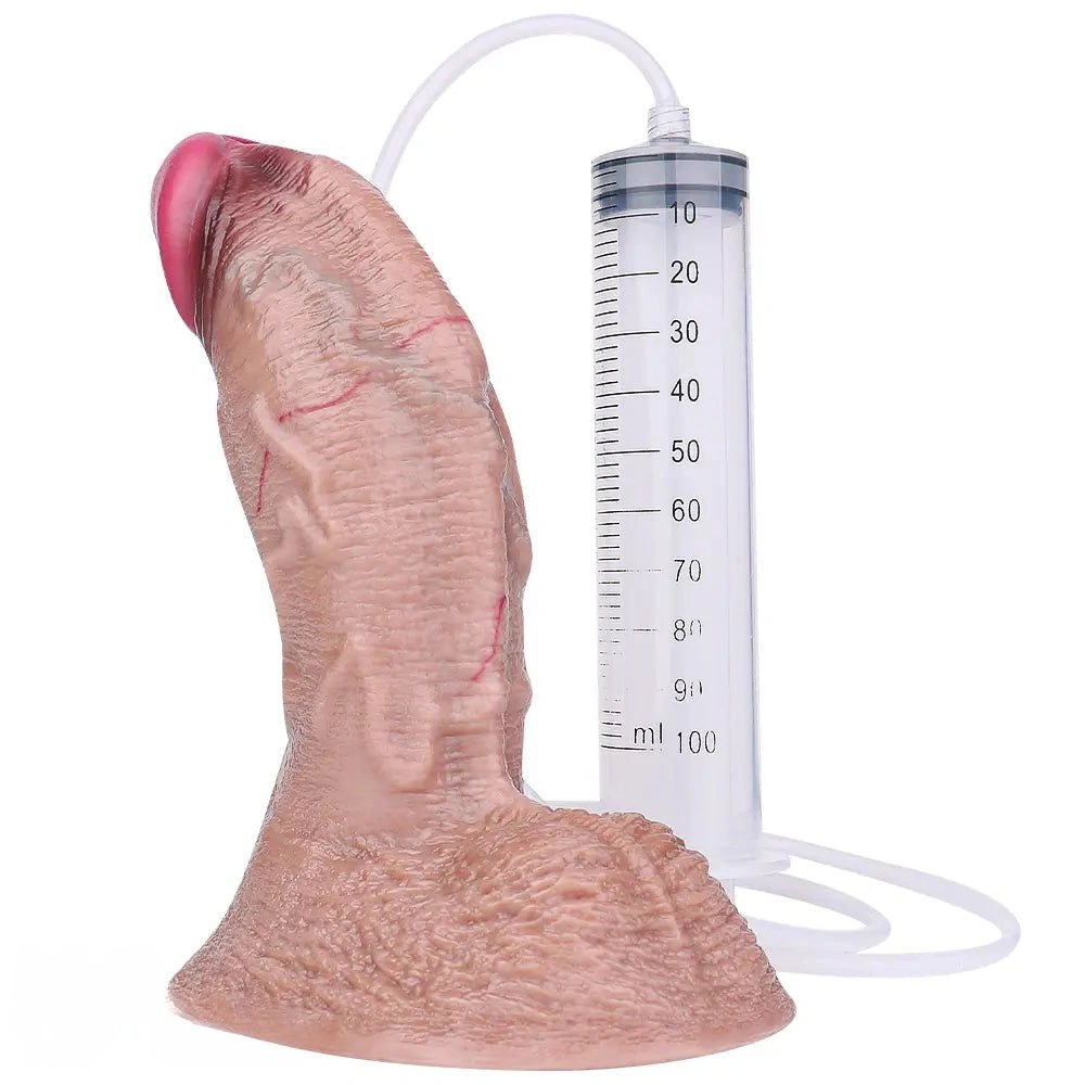 Flesh tone silicone suction cup dildo with realistic veins, photo 1