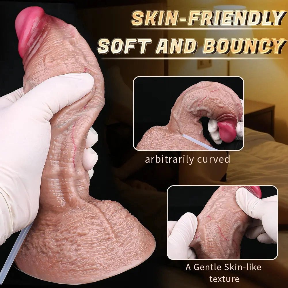 Flesh tone silicone suction cup dildo with realistic veins, photo 12