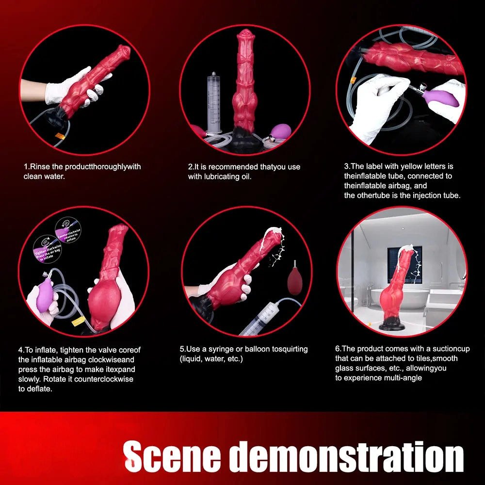 Red silicone horse shaped animal dildo, photo 10