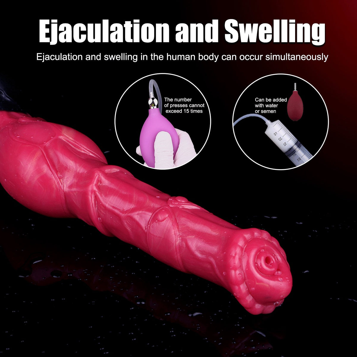 Red silicone horse shaped animal dildo, photo 4