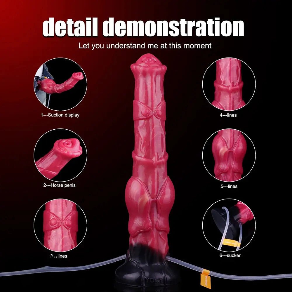 Red silicone horse shaped animal dildo, photo 7