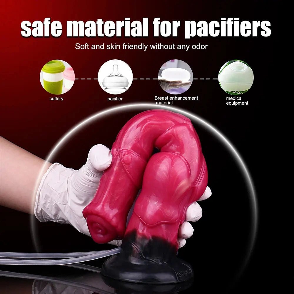 Red silicone horse shaped animal dildo, photo 8