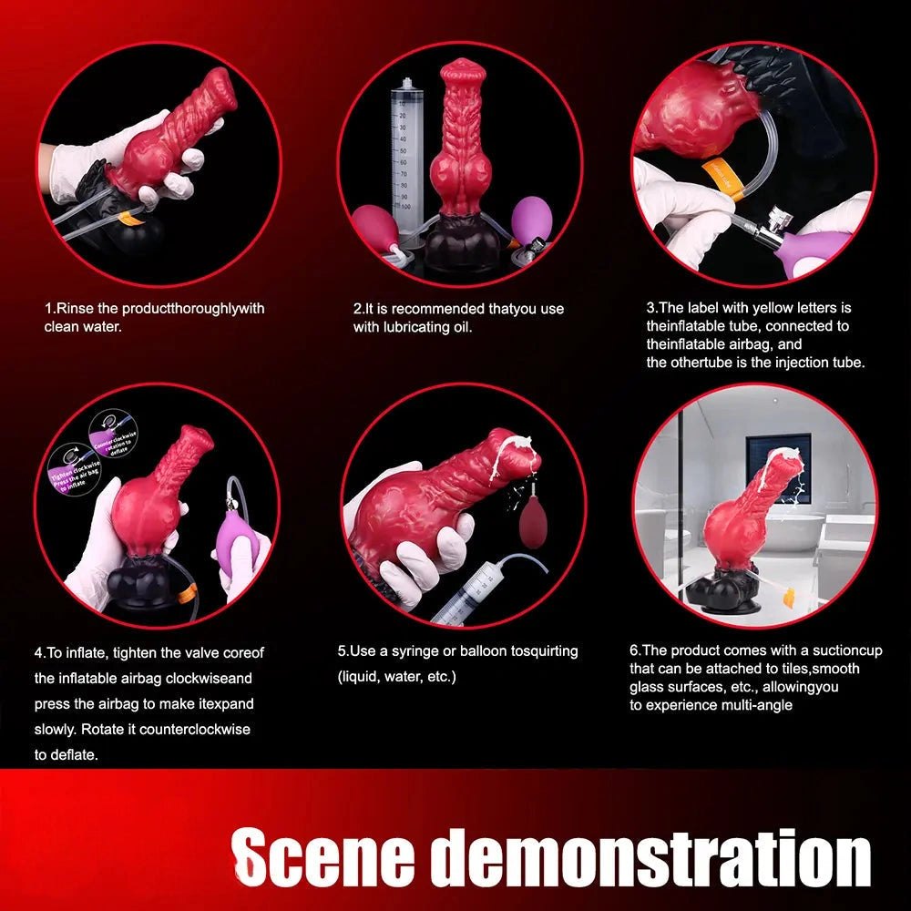 Red knotted silicone animal dildo, photo 10