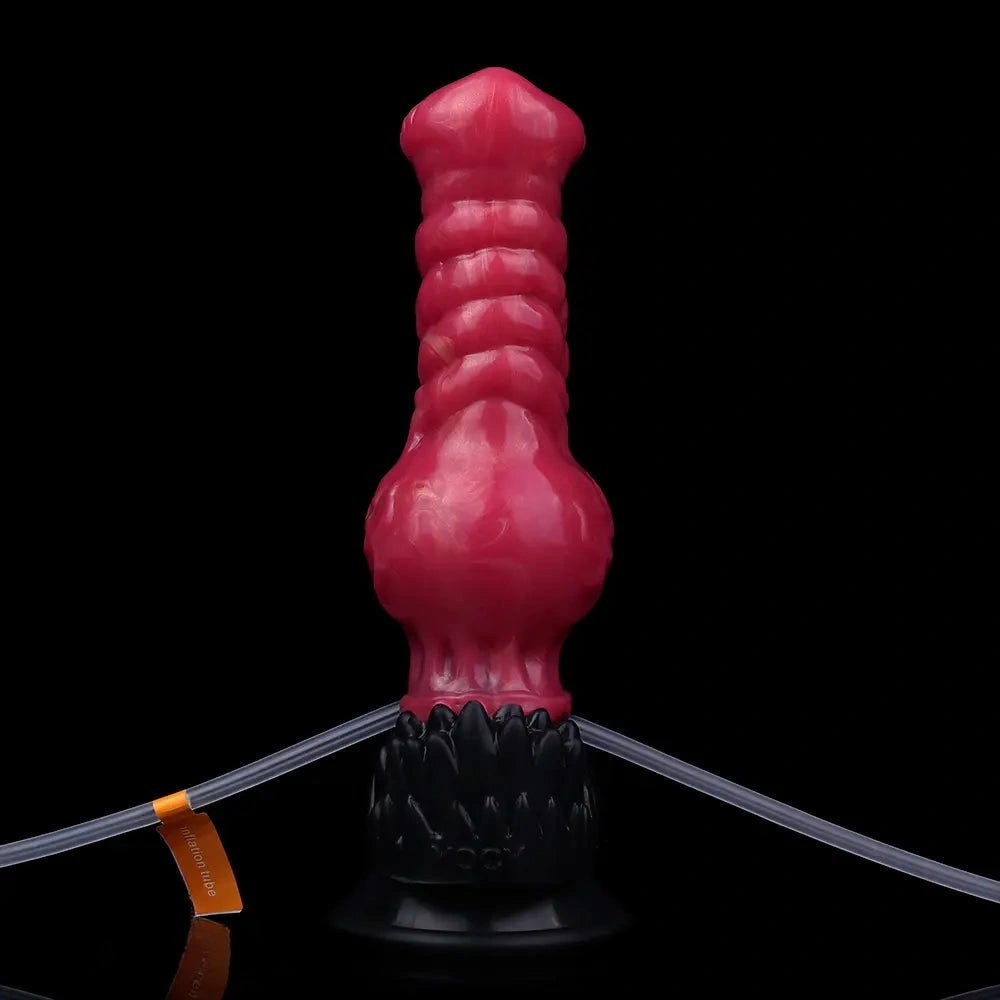 Red knotted silicone animal dildo, photo 13