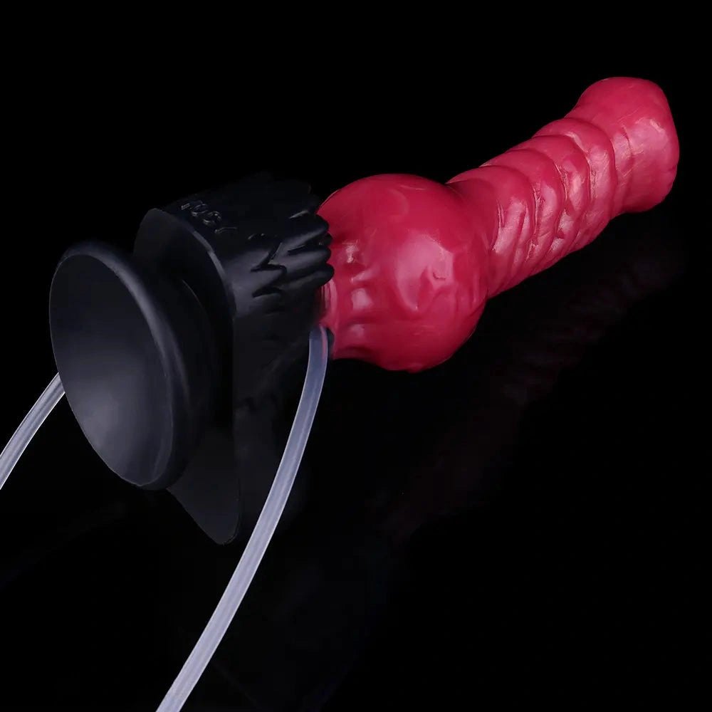 Red knotted silicone animal dildo, photo 14