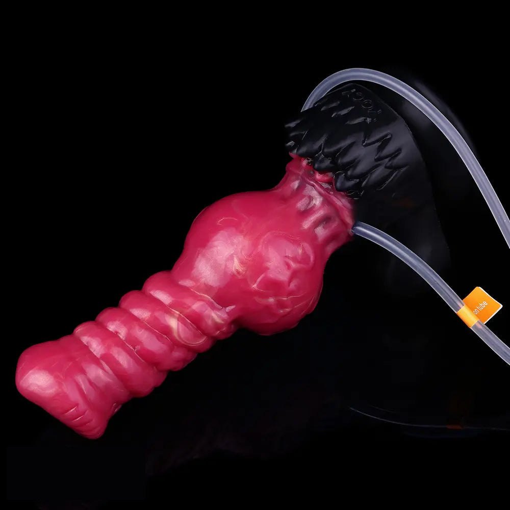 Red knotted silicone animal dildo, photo 15