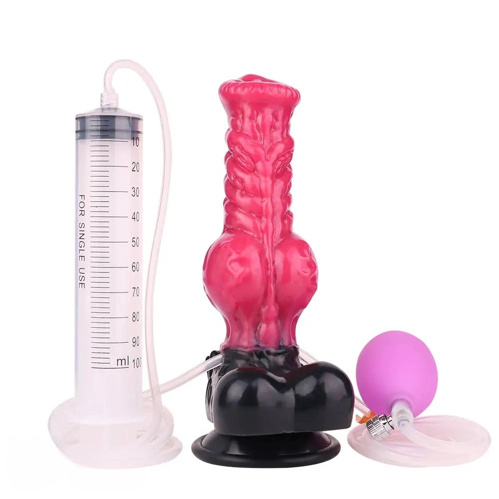 Red knotted silicone animal dildo, photo 17