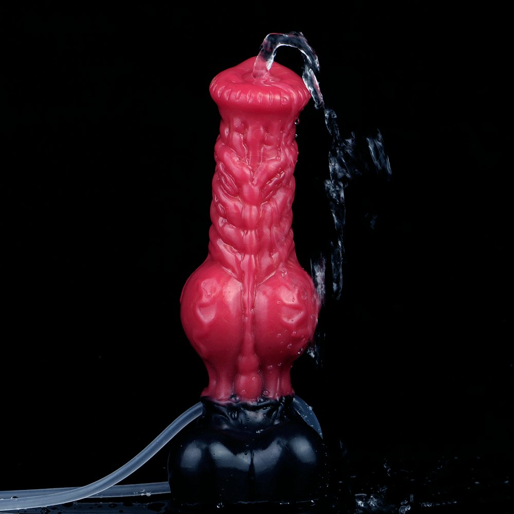 Red knotted silicone animal dildo, photo 2
