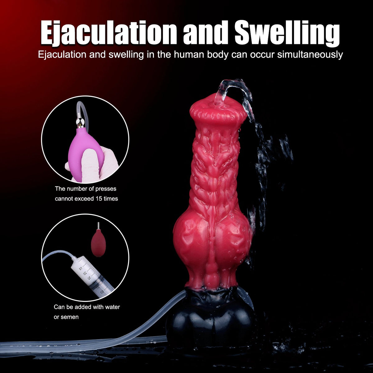 Red knotted silicone animal dildo, photo 4