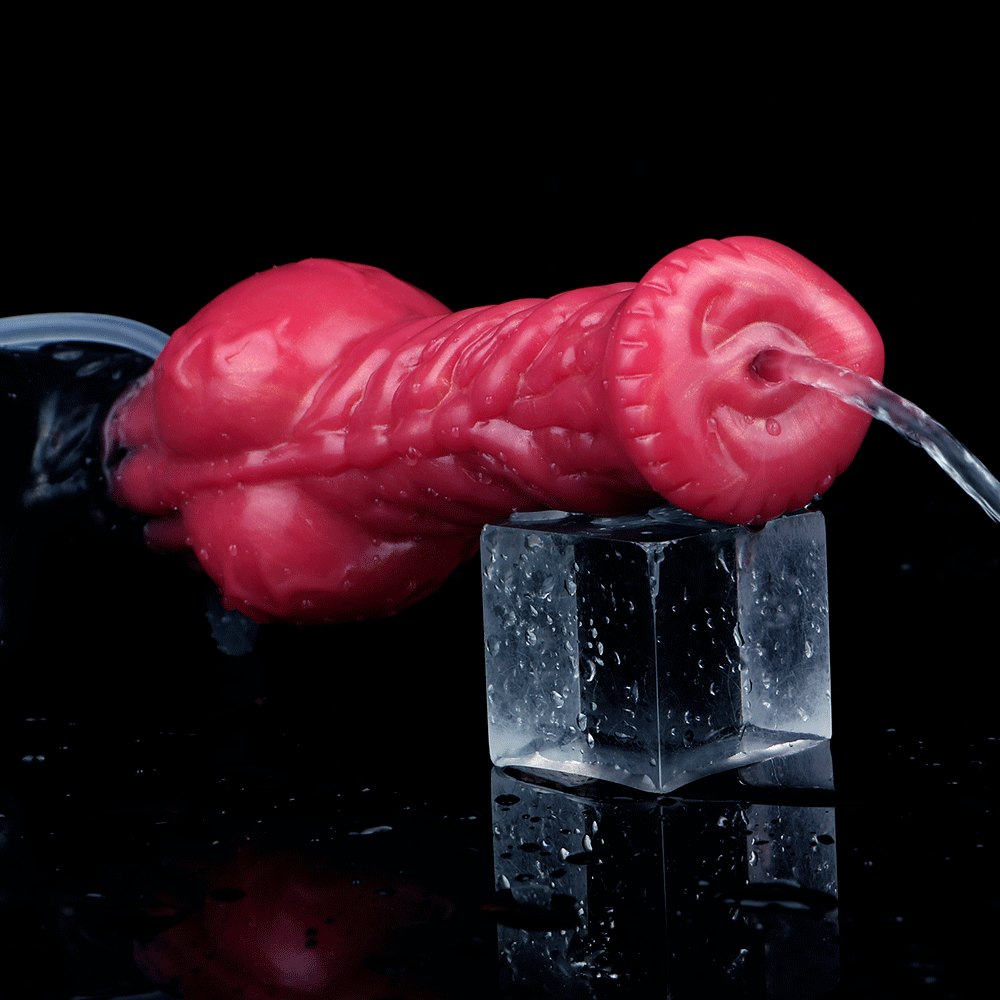 Red knotted silicone animal dildo, photo 5