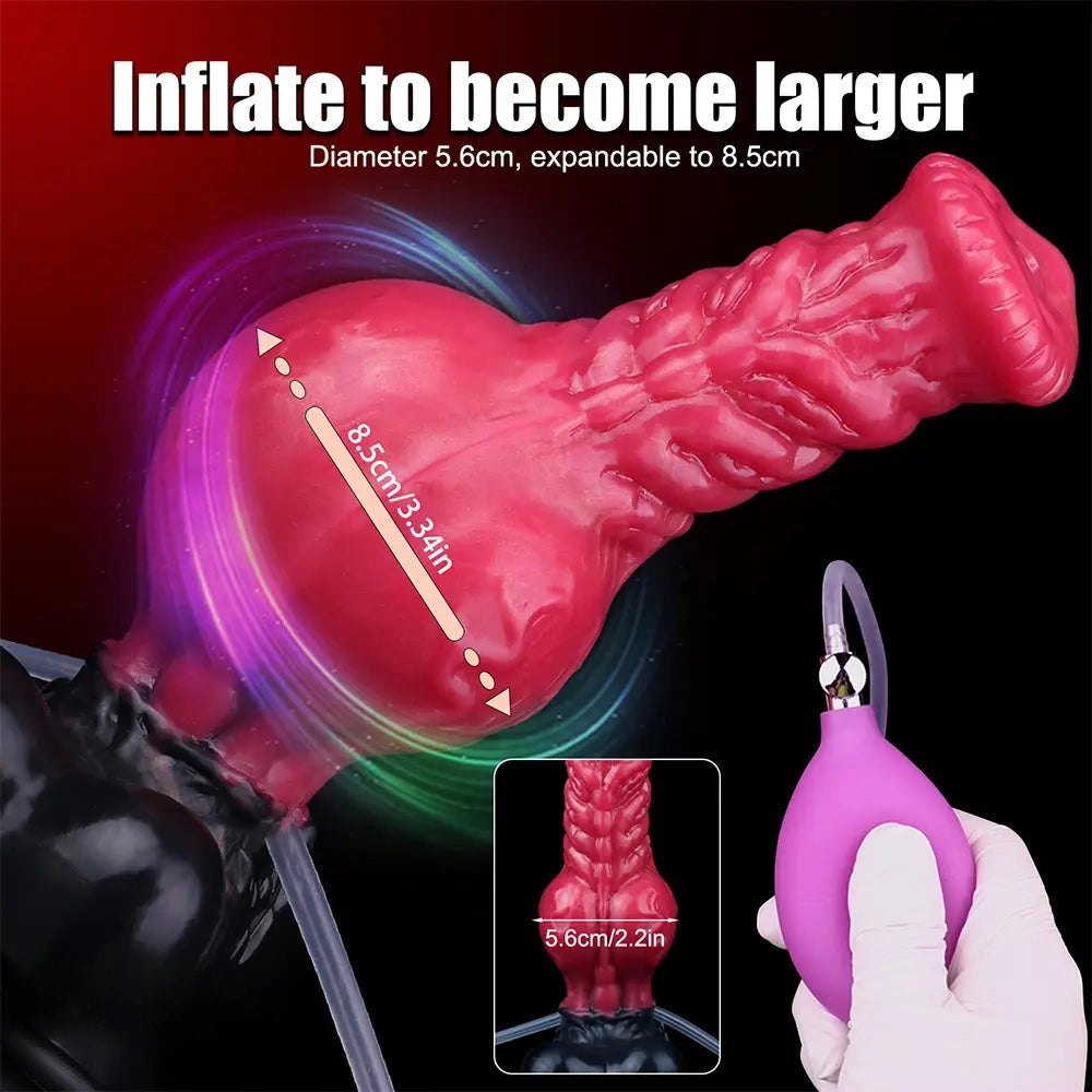 Red knotted silicone animal dildo, photo 6