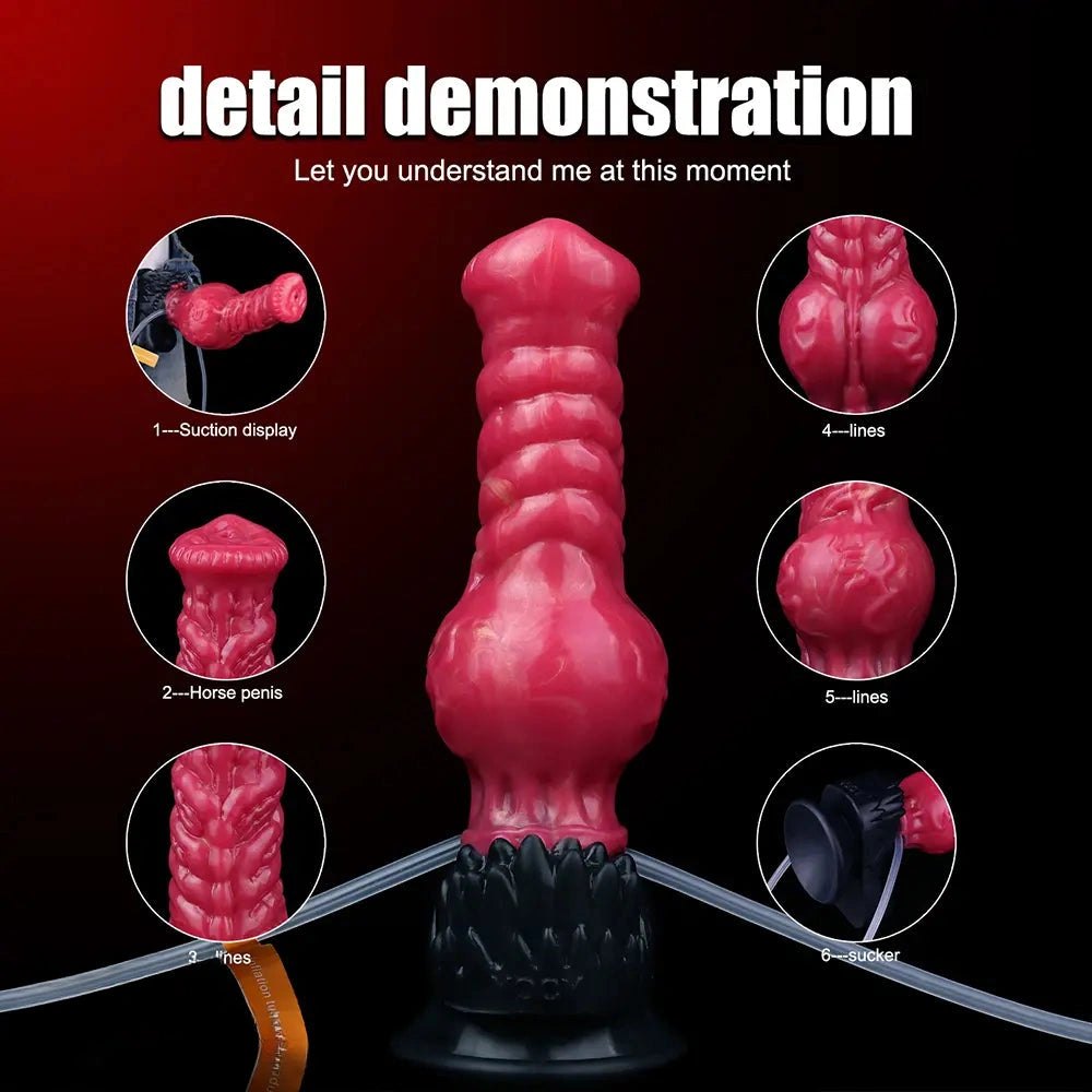 Red knotted silicone animal dildo, photo 7