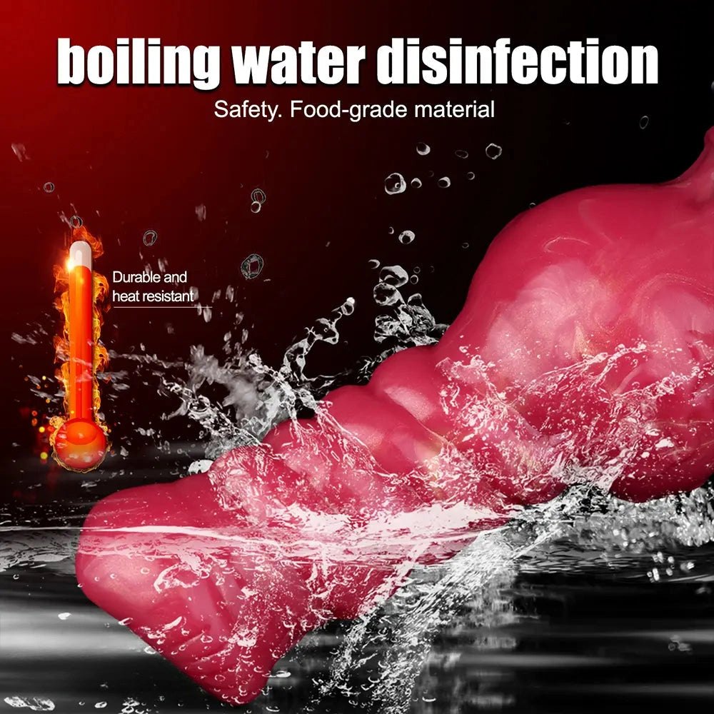 Red knotted silicone animal dildo, photo 9