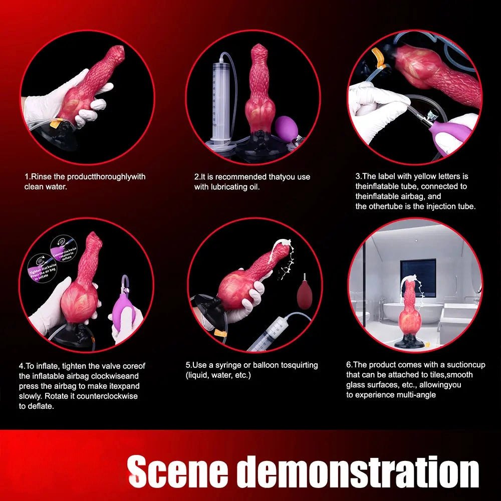 Red ejaculating knot fantasy dildo, photo 10