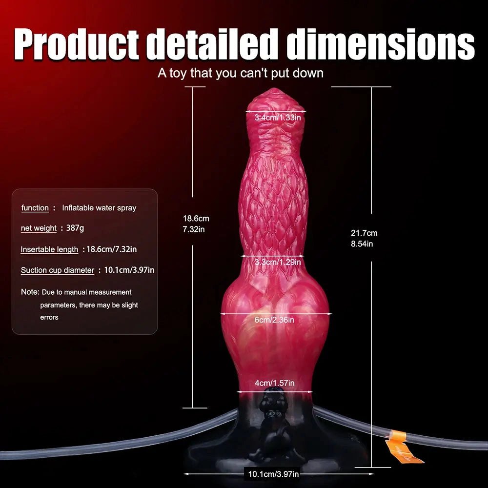 Red ejaculating knot fantasy dildo, photo 11