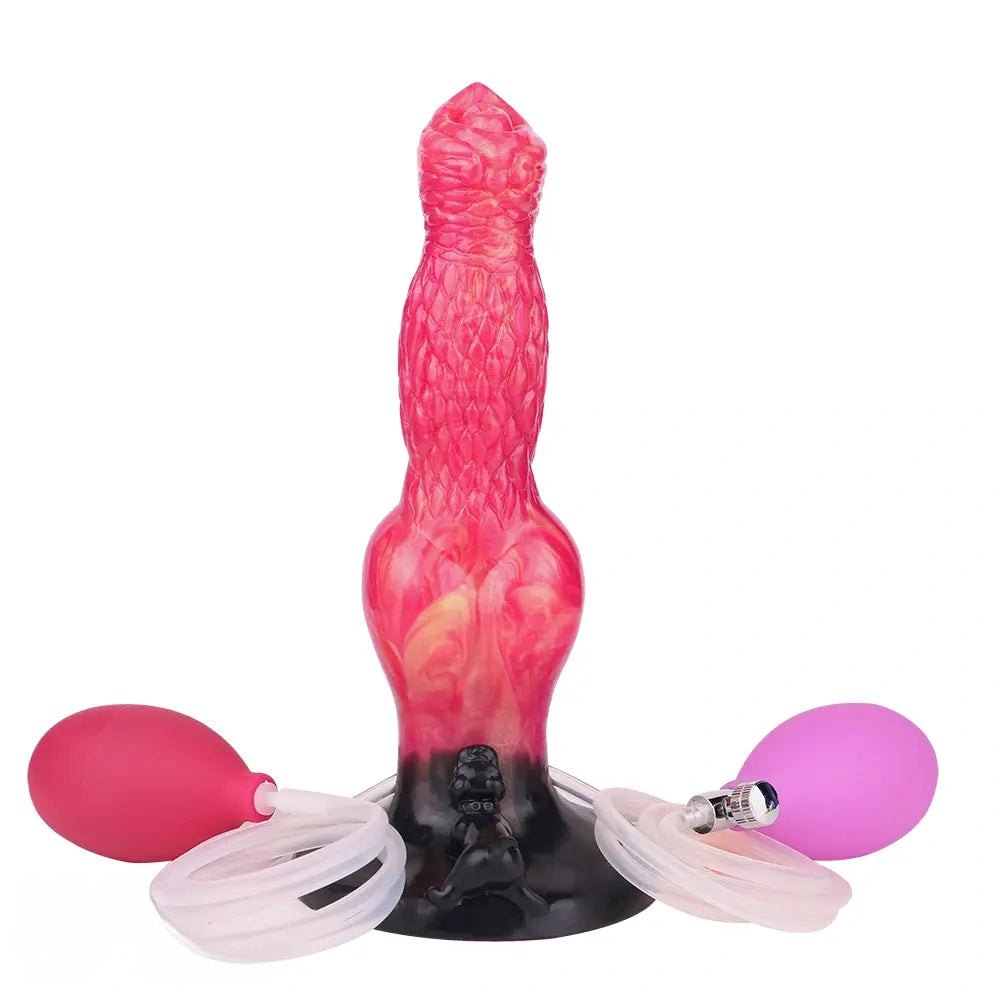 Red ejaculating knot fantasy dildo, photo 16
