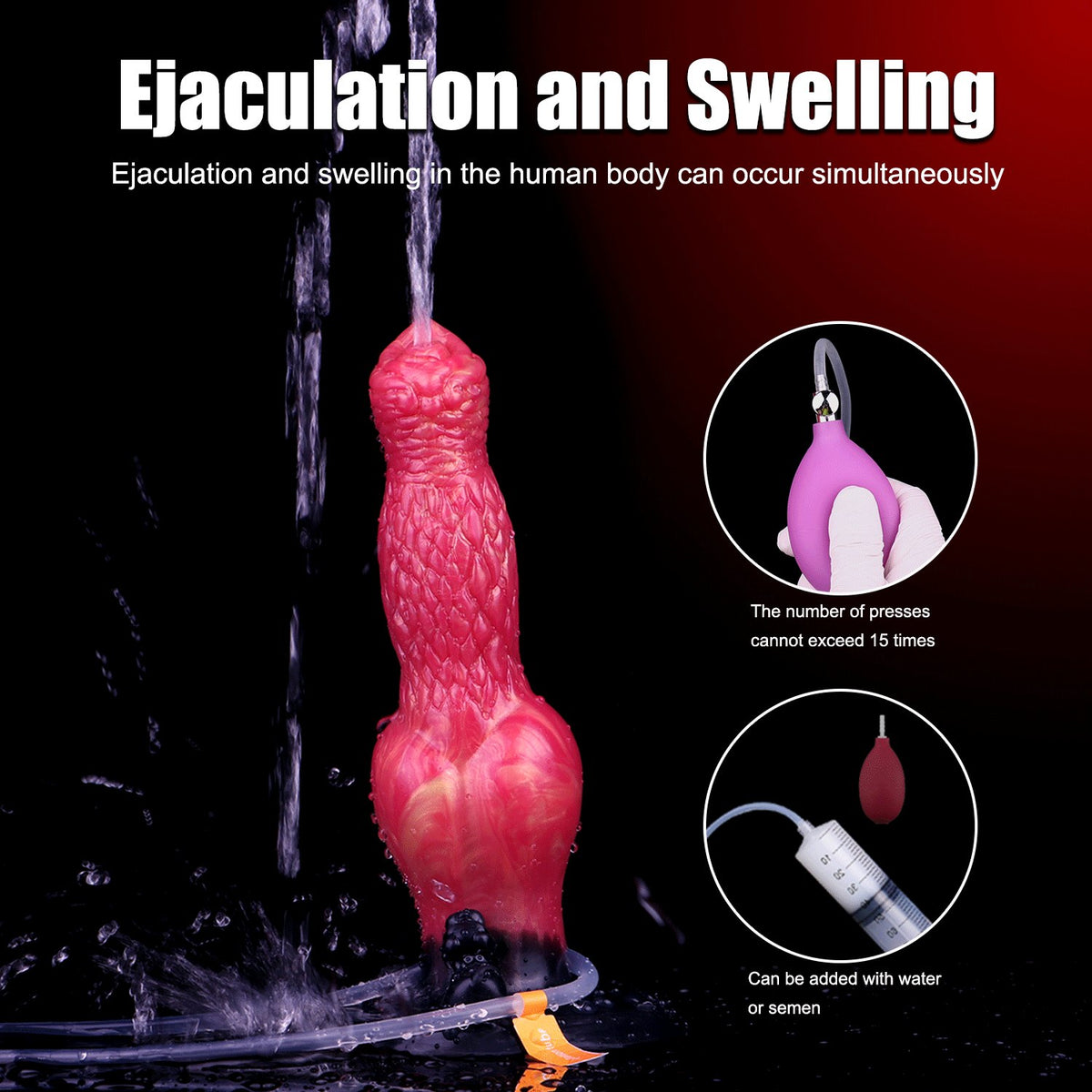 Red ejaculating knot fantasy dildo, photo 4