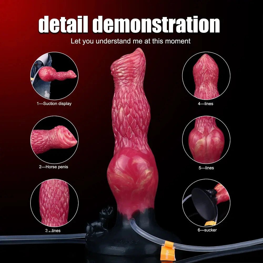 Red ejaculating knot fantasy dildo, photo 6