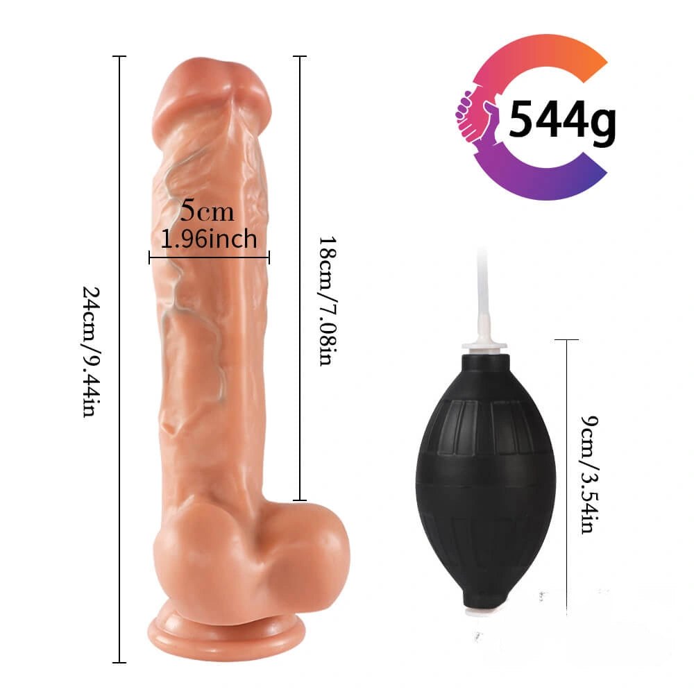 Flesh tone realistic pvc dildo with squeeze bulb, photo 2