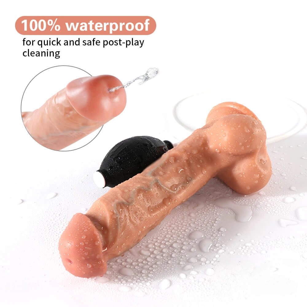 Flesh tone realistic pvc dildo with squeeze bulb, photo 4