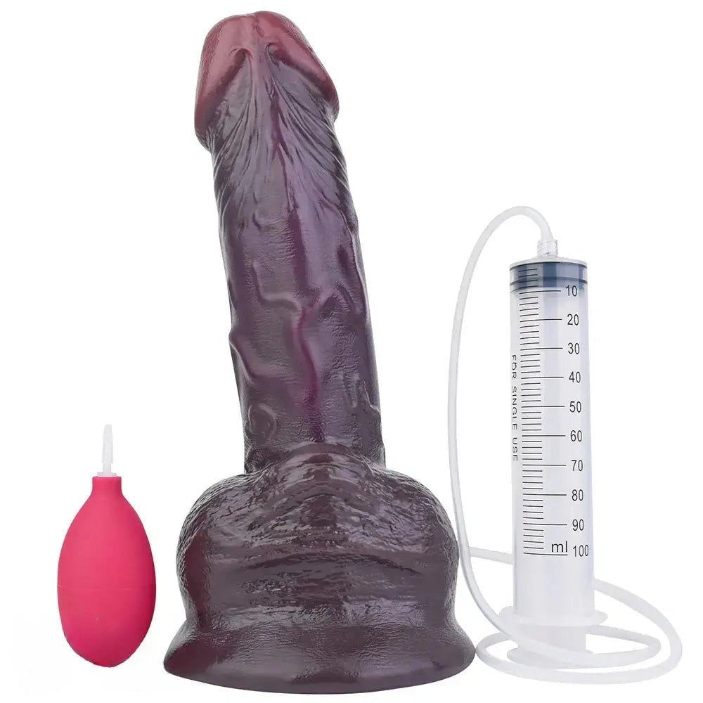 Coffee silicone realistic ejaculating dildo, photo 16