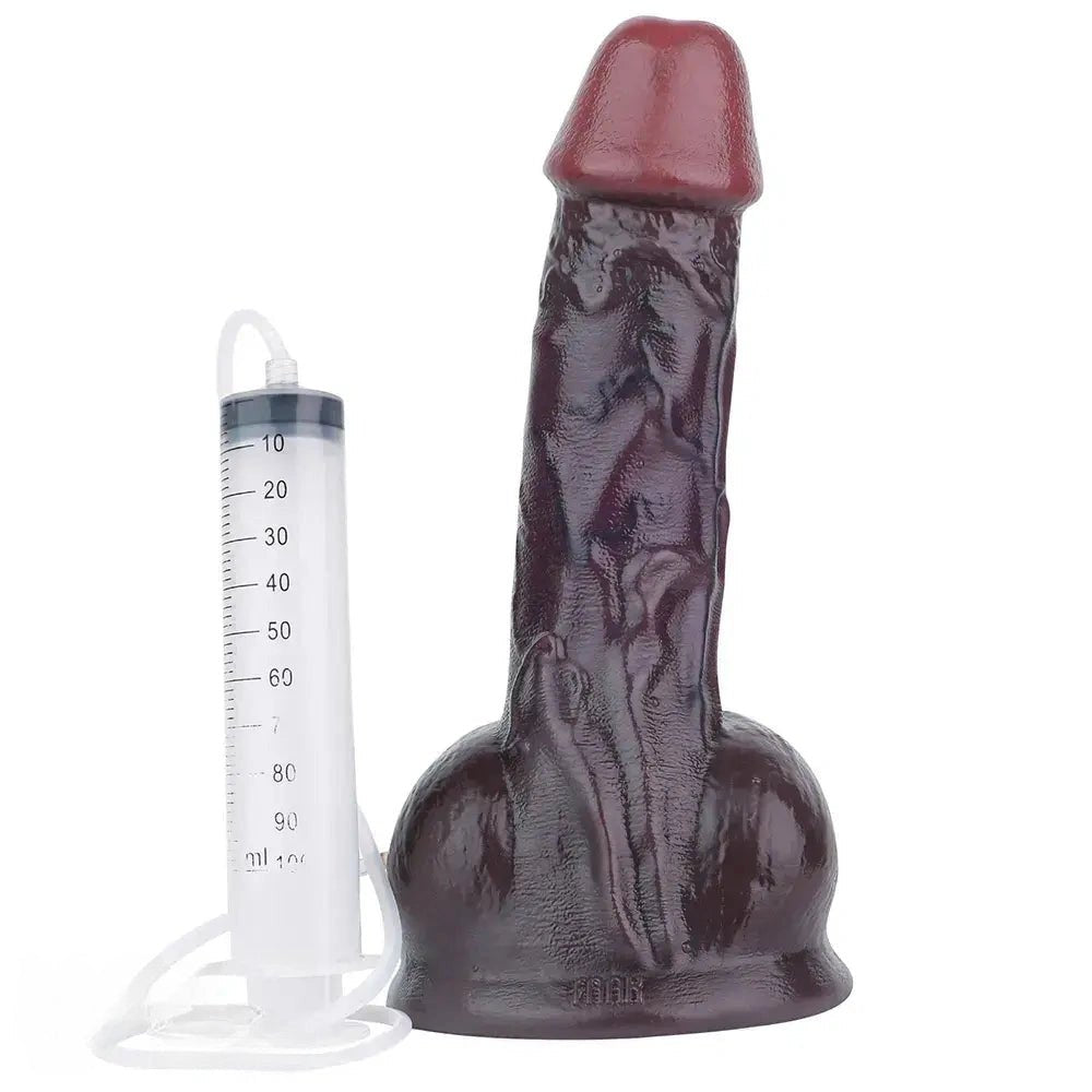 Coffee silicone realistic ejaculating dildo, photo 17