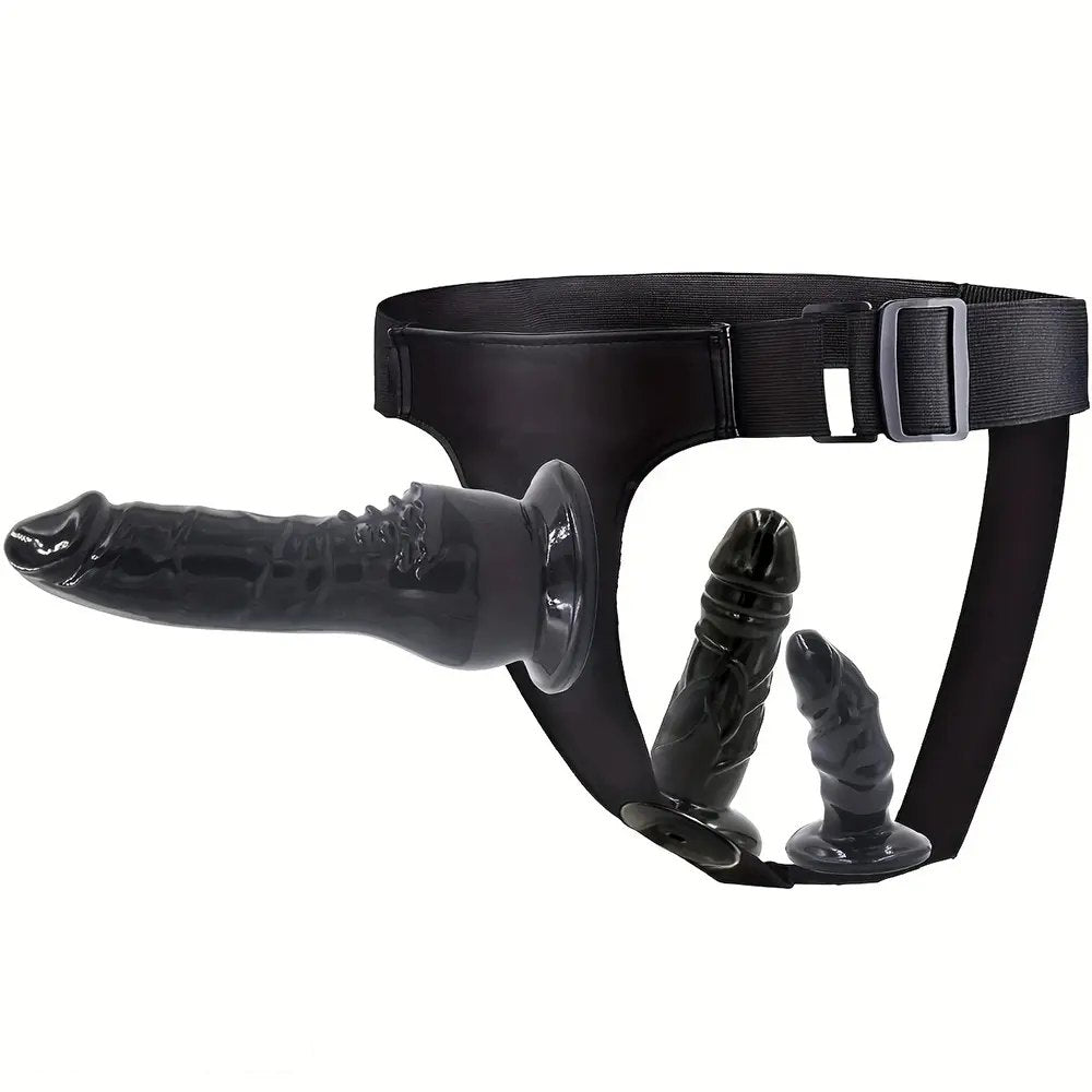 Black pvc strap-on harness belt, photo 1