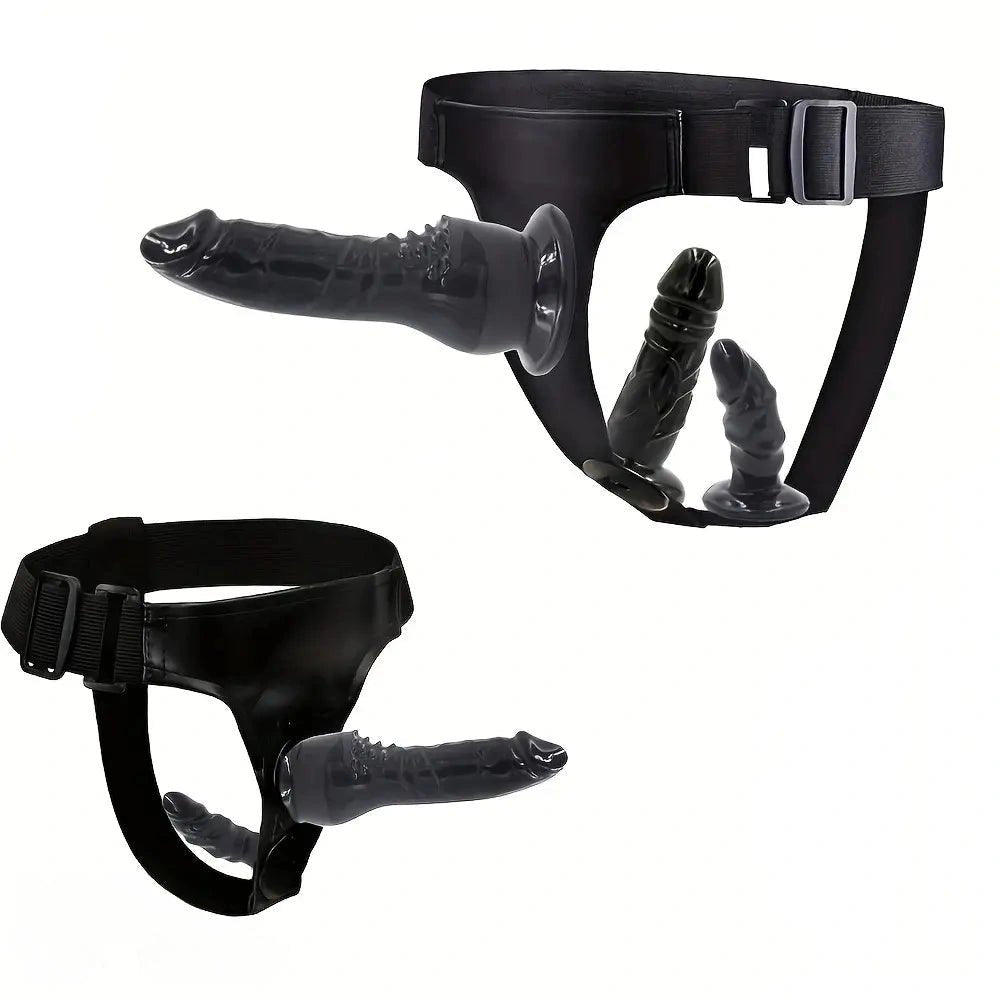 Black pvc strap-on harness belt, photo 2