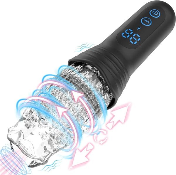 Black electric male masturbator with transparent sleeve, photo 1