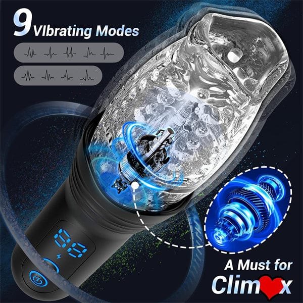 Black electric male masturbator with transparent sleeve, photo 2