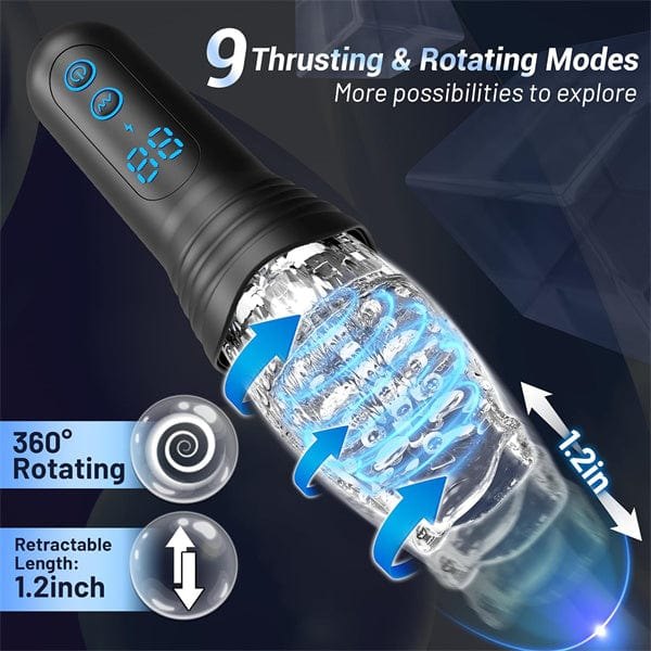 Black electric male masturbator with transparent sleeve, photo 3