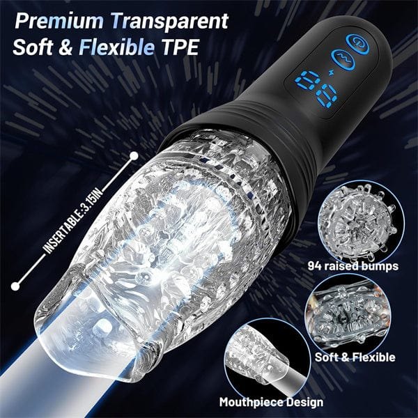 Black electric male masturbator with transparent sleeve, photo 4