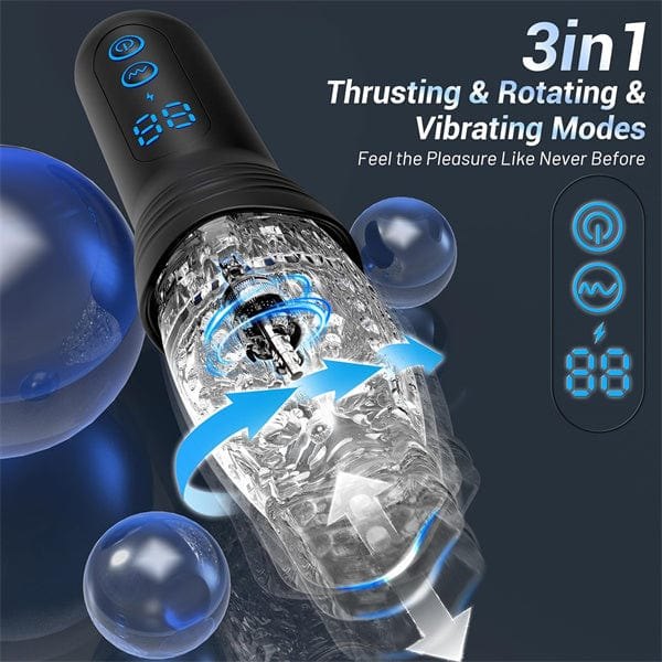 Black electric male masturbator with transparent sleeve, photo 6