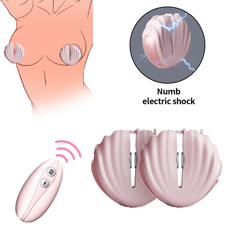 Pink shell-shaped vibrating nipple clamps, photo 3