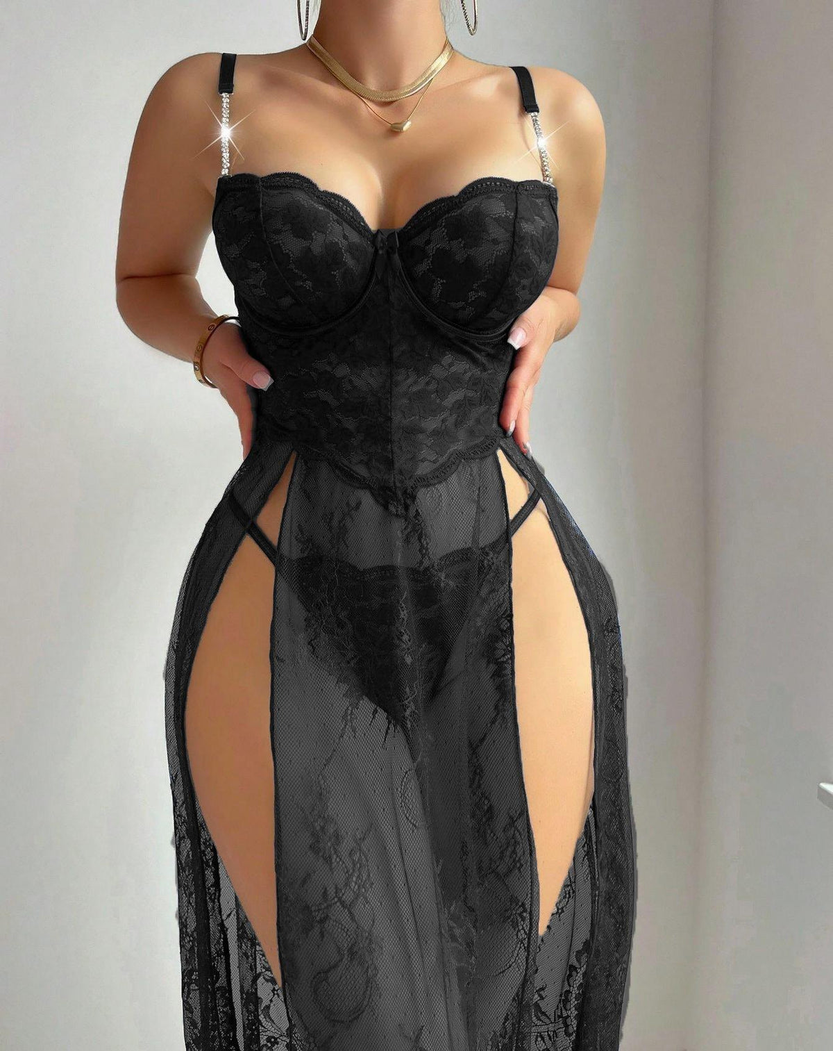 Elegant lace corset nightgown, photo 8