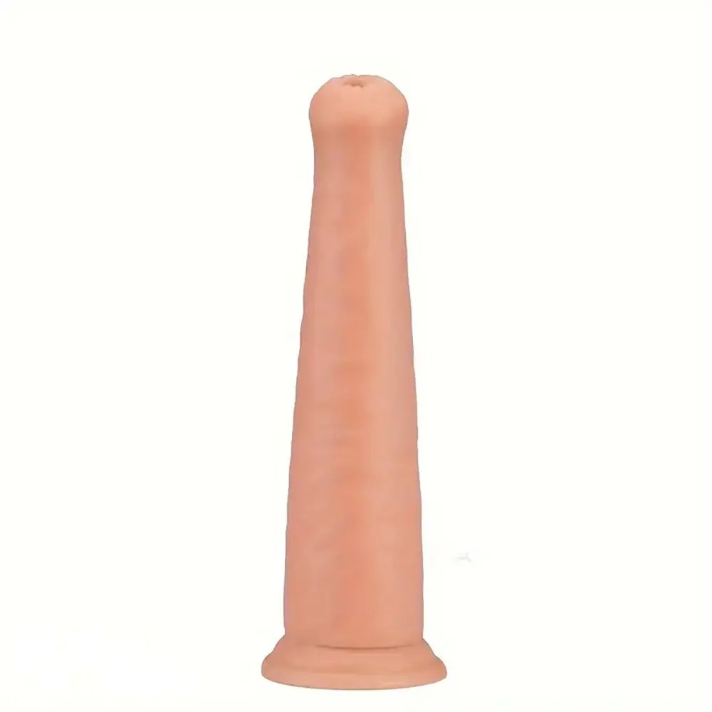 Flesh smooth tapered elephant trunk-style PVC dildo
