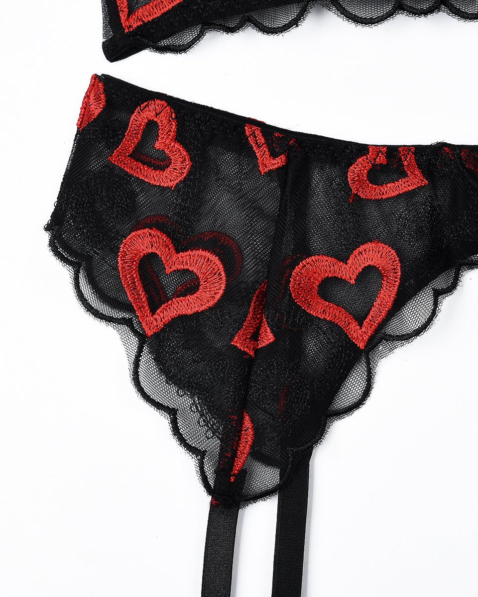 Embroidered mesh garter belt bra set, photo 11