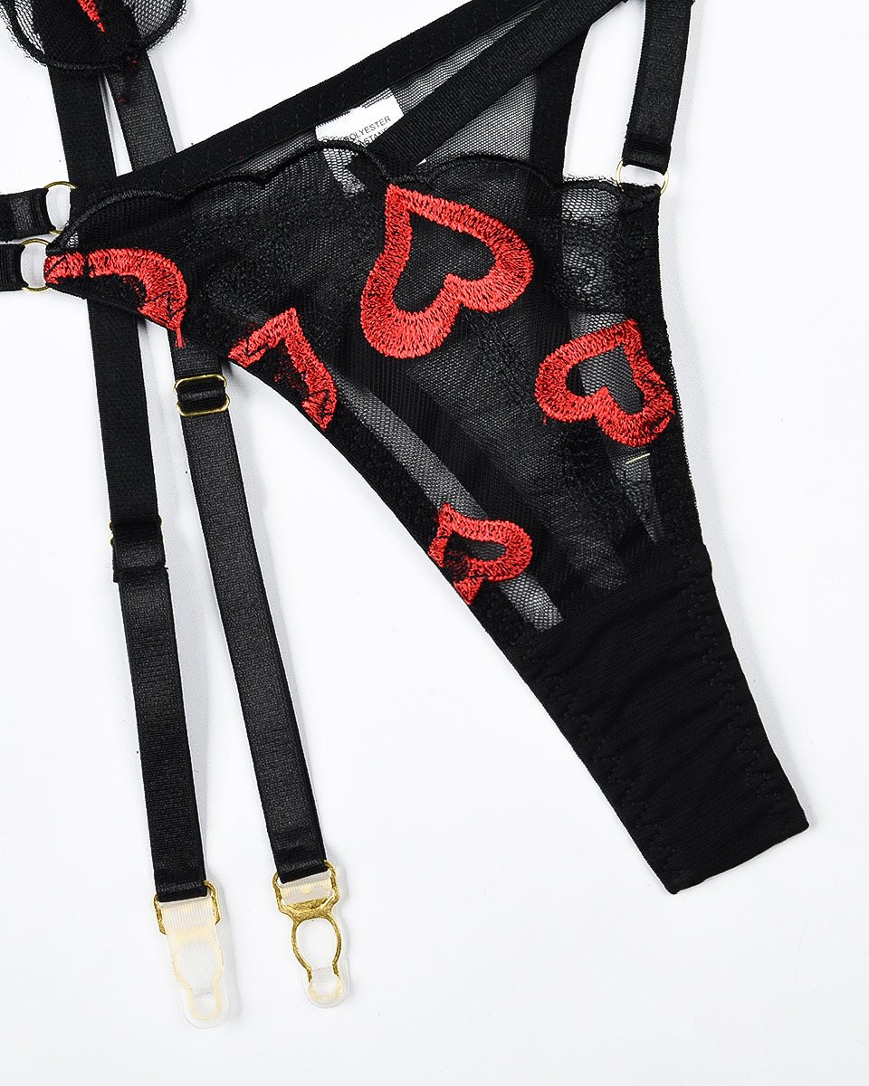 Embroidered mesh garter belt bra set, photo 12